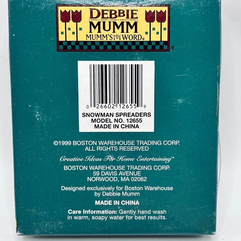 Debbie Mumm Snowman Spreaders Set of 4 Boston Warehouse 12655 Vintage 1999